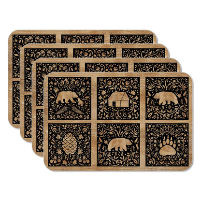 CounterArt Crafted Cabin 4 Pack Reversible Easy Care Flexible Placemats Made in the USA