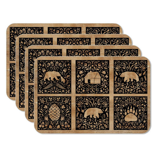 CounterArt Crafted Cabin 4 Pack Reversible Easy Care Flexible Placemats Made in the USA