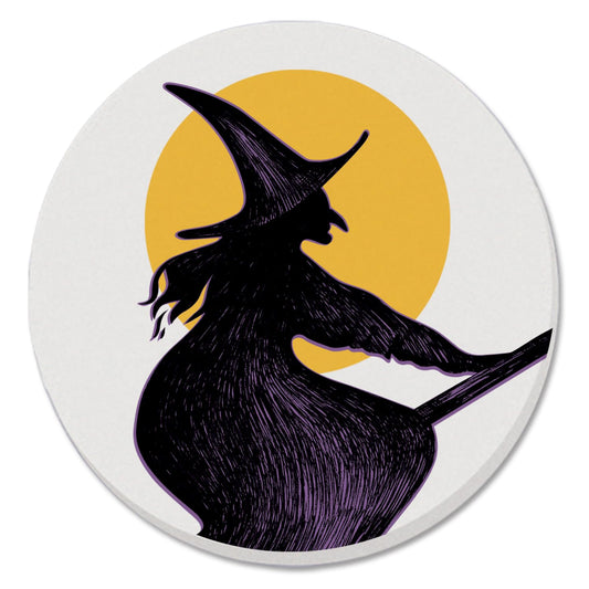 Thirstystone Witch's Broom Round Absorbent Stone Coaster with Protective Cork Backing Manufactured in The USA 4" Diameter