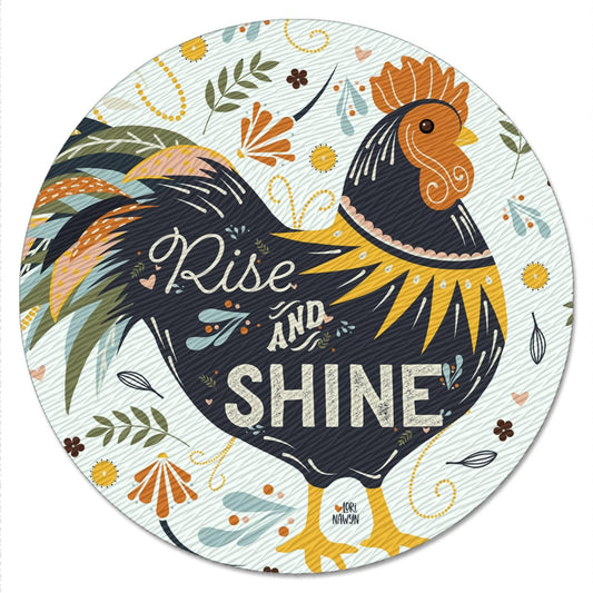CounterArt Rise & Shine Rooster 4mm Tempered Glass Lazy Susan Turntable 13" Diameter
