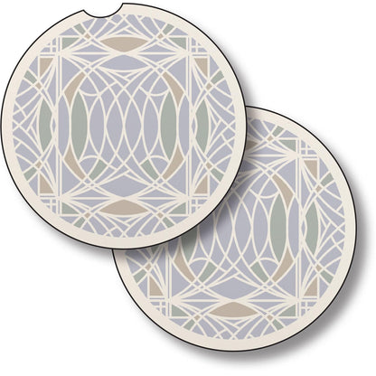 Blossom Design from Frank Lloyd Wright Foundation on 2-Pack Absorbent Stone Car Coasters 2.6” Diameter Manufactured in The USA