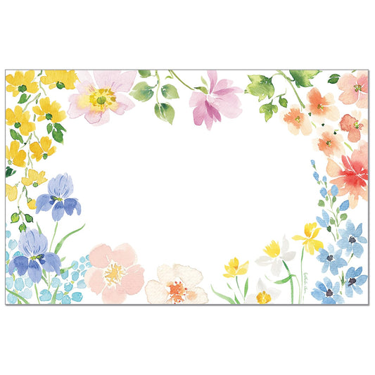 CounterArt Watercolor Florals 24 Premium Paper Placemats in Resealable Storage Bag Made in The USA 17" x 11"