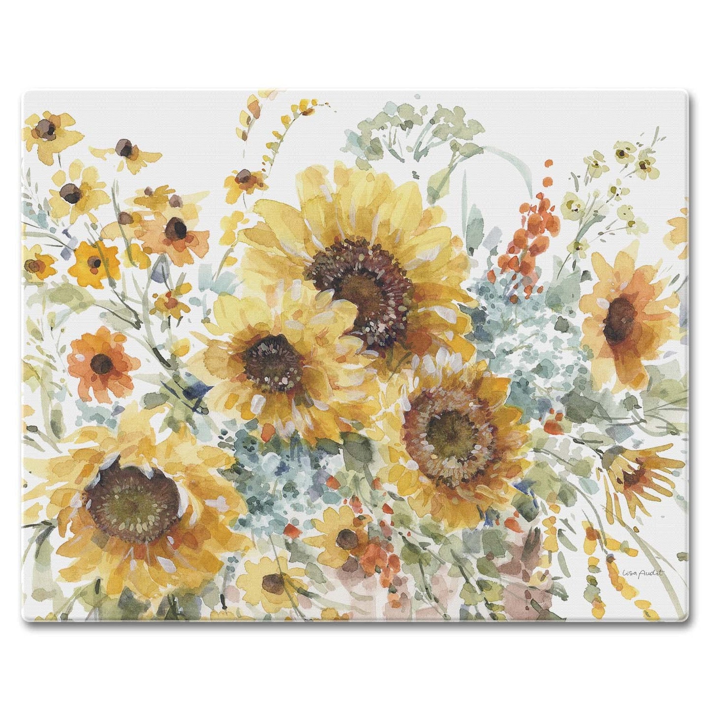 CounterArt Sunflowers Forever 3mm Tempered Glass Cutting Board 15" x 12"
