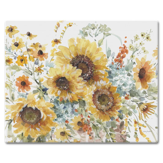 CounterArt Sunflowers Forever 3mm Tempered Glass Cutting Board 15" x 12"