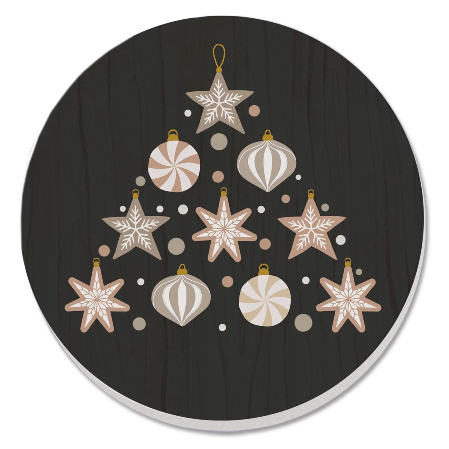 Thirstystone Ornament Tree Single Round Absorbent Stone Coaster with Protective Cork Backing Manufactured in The USA 4" Diameter