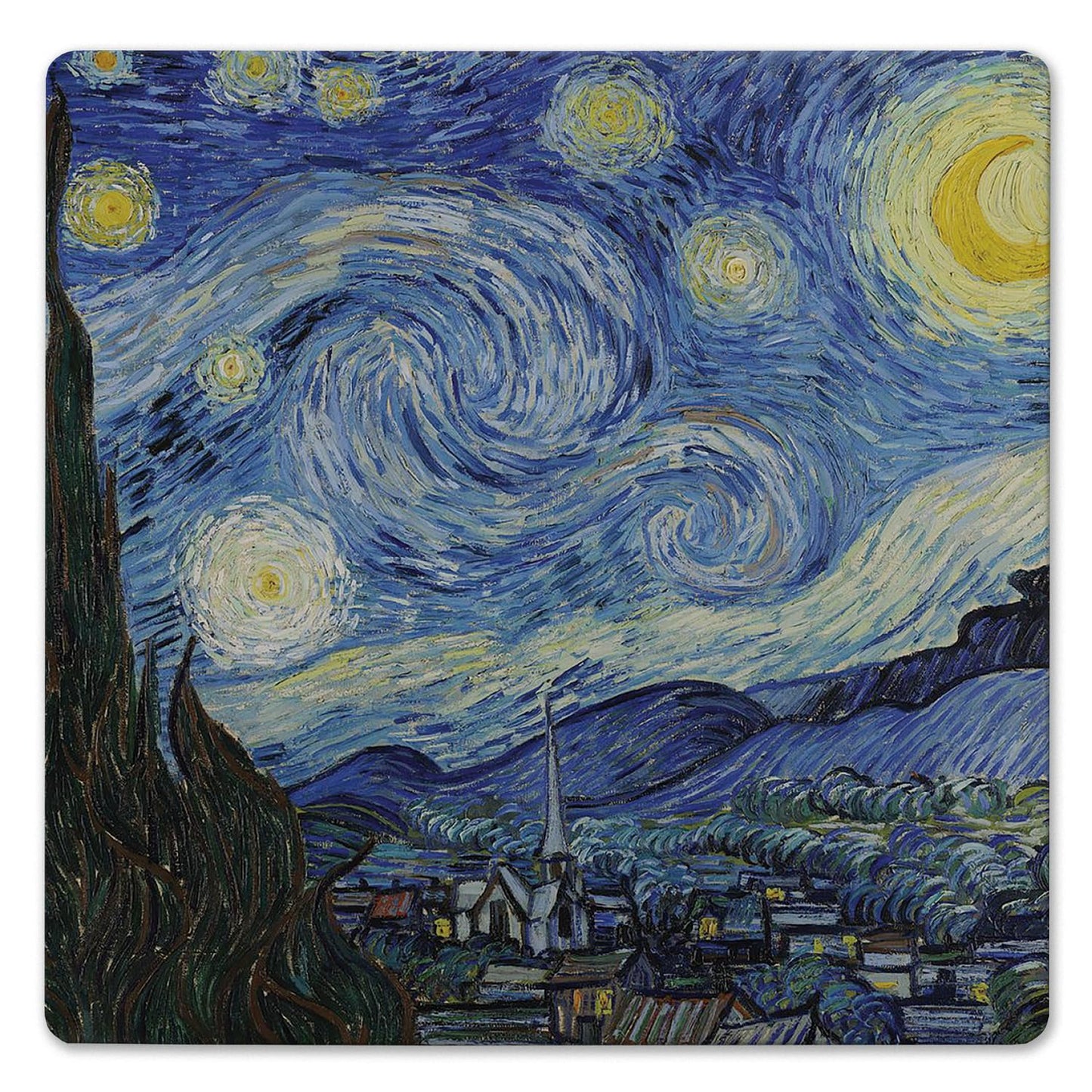 Thirstystone Starry Night Decorative Heat Tolerant Stone Trivet with Non-Skid Cork Backing 8” Square Artistic, Durable, Easily Wipes Clean