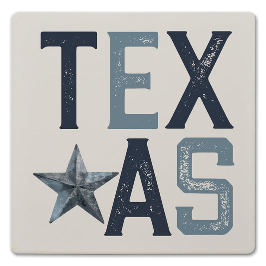 Thirstystone Patriotic Texas Decorative Heat Tolerant Stone Trivet with Non-Skid Cork Backing 8” Square