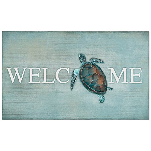 Counterart Sea Turtle Welcome Indoor/Outdoor Entryway Welcome Mat 29.5" by 17.75"