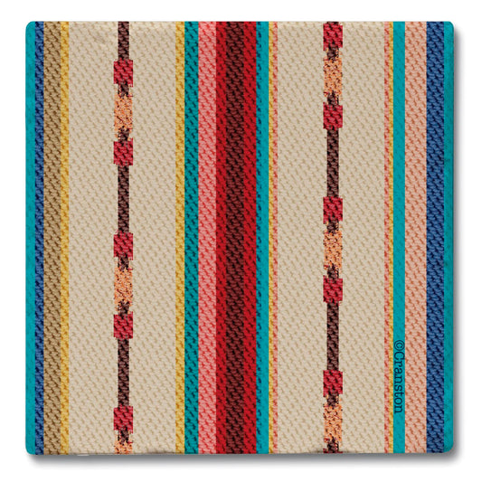 Thirstystone Southwest Multi-Stripe 4-Pack Tumbled Tile Stone Coasters 4" Square Manufactured in the USA
