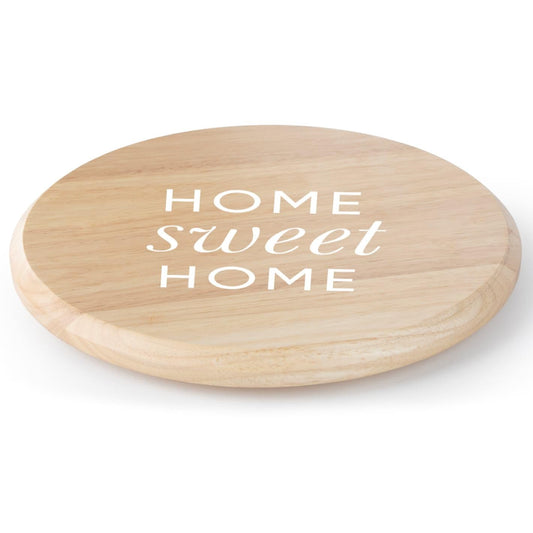 CounterArt Home Sweet Home Wood Lazy Susan Turntable 14" Diameter for Serving Kitchen Organization Condiment Caddy