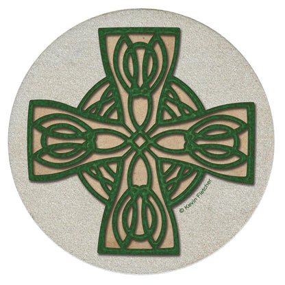 Thirstystone Celtic Cross Natural Sandstone Coaster 4 Pack Eco-Friendly, Absorbent, Easily Wipes Clean