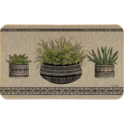 Counterart Mud Cloth Pots Decorative Indoor/Outdoor Natural Linen Look Floor Mat with Recycled Rubber Back Manufactured in The USA 29.5” x 17.75”