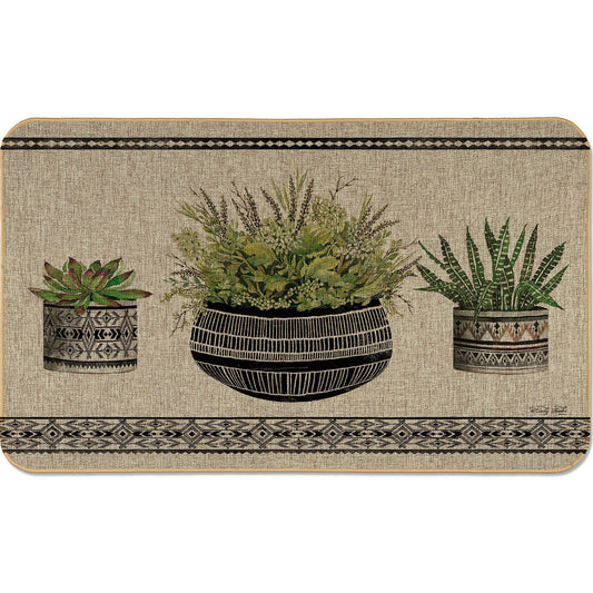 Counterart Mud Cloth Pots Decorative Indoor/Outdoor Natural Linen Look Floor Mat with Recycled Rubber Back Manufactured in The USA 29.5” x 17.75”