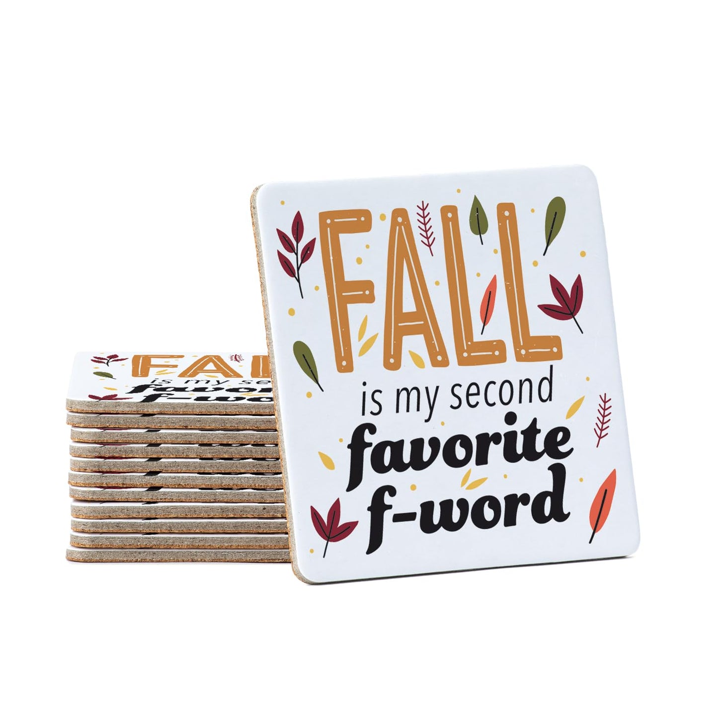 Thirstystone Favorite F Word 12-Pack Cork Back Paper Bar Coasters Made in The USA Humourous Quotes Attractive Designs