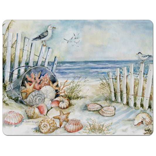 Cut N' Funnel Coastal Santuary Designer Flexible Plastic Cutting Board Mat 15" x 11.5", Made in the USA, Decorative, Flexible, Easy to Clean