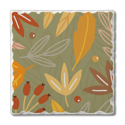 Thirstystone Green Fall Single Tumbled Tile Stone Coaster with Protective Cork Backing Manufactured in The USA 4" Square, Colorful, Artistiic, Easily Wipes Clean