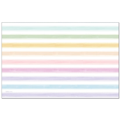 CounterArt Spring Stripes 24 Premium Paper Placemats in Resealable Poly-Bag Made in The USA 17" x 11"