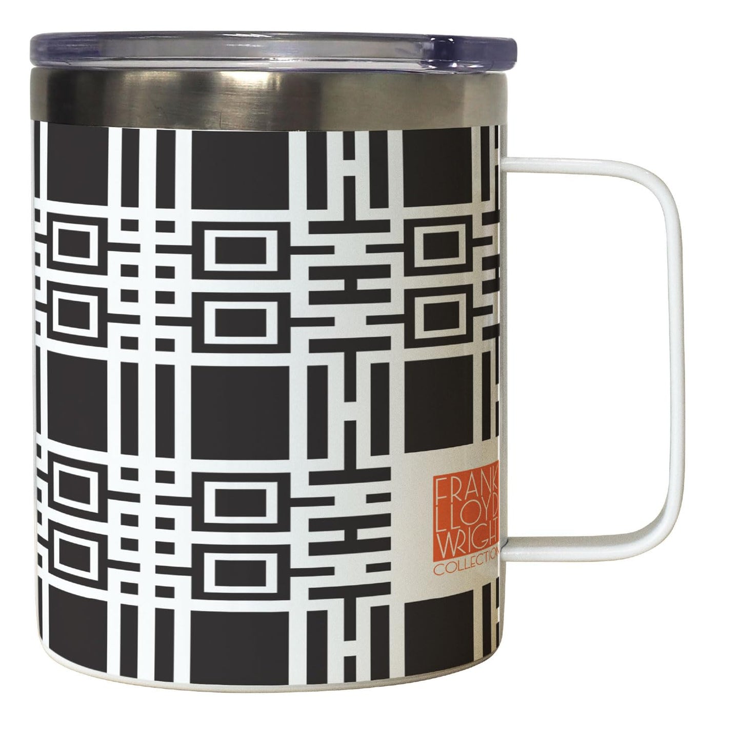 Highland Home Midway Gardens Wall Pattern by Frank Lloyd Wright on Stainless Steel Mug with Lid 12 oz. Manufactured in the USA