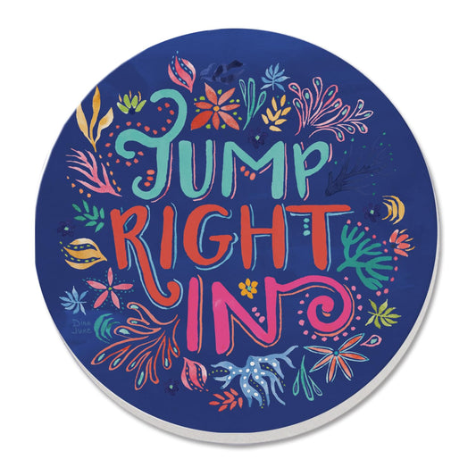 Thirstystone Jump Right in Round Absorbent Stone Coaster with Protective Cork Backing Manufactured in The USA 4" Diameter