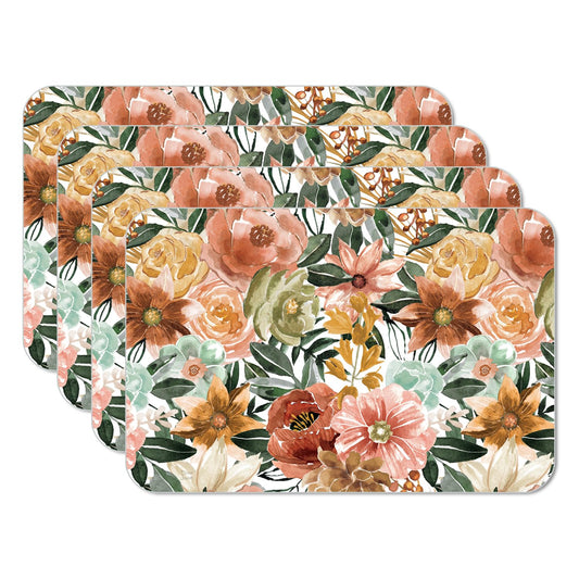 CounterArt Floral Chic 4 Pack Reversible Easy Care Flexible Placemats Made in the USA