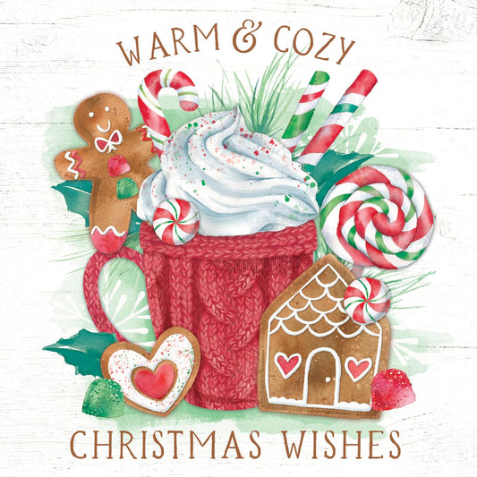 Thirstystone Christmas Wishes Single Tumbled Tile Stone Coaster with Protective Cork Backing Manufactured in The USA 4" Square, Artistic, Easily Wipes Clean