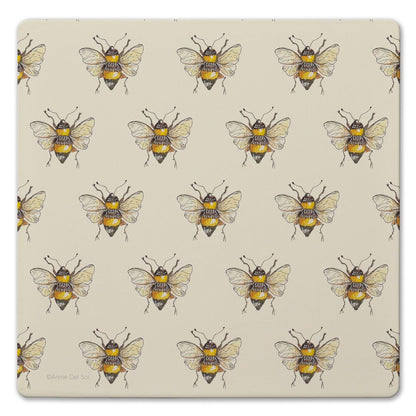 Thirstystone Bee Pattern Decorative Heat Tolerant Stone Trivet with Non-Skid Cork Backing 8” Square