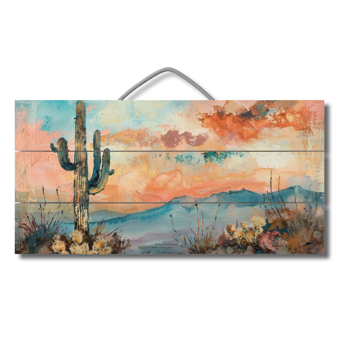 Highland Home Desert Dream Decorative Slatted Pallet Wood Sign 12" by 6" Features Wire Hanger That Doubles As An Easel