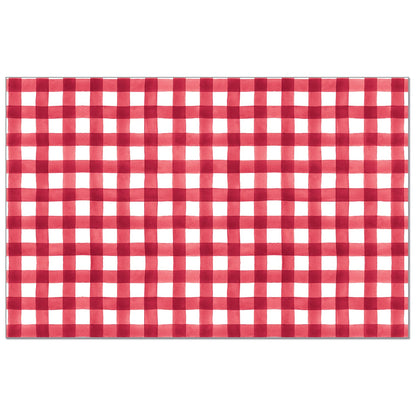 CounterArt Red Gingham 24 Premium Paper Placemats in Resealable Poly-Bag Made in The USA 17" x 11"