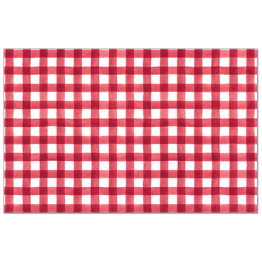 CounterArt Red Gingham 24 Premium Paper Placemats in Resealable Poly-Bag Made in The USA 17" x 11"