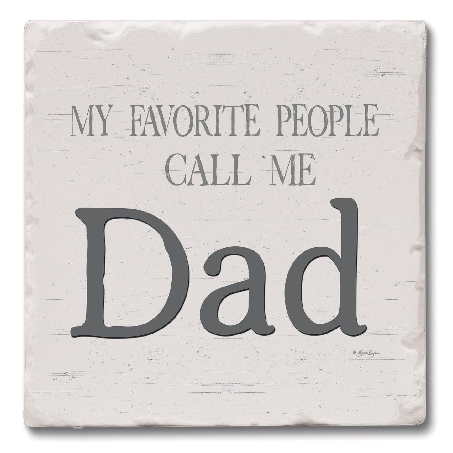 Thirstystone Dad Favorite 4 Pack Tumbled Tile Stone Coasters with Protective Cork Backing 4" Square Manufactured in the USA
