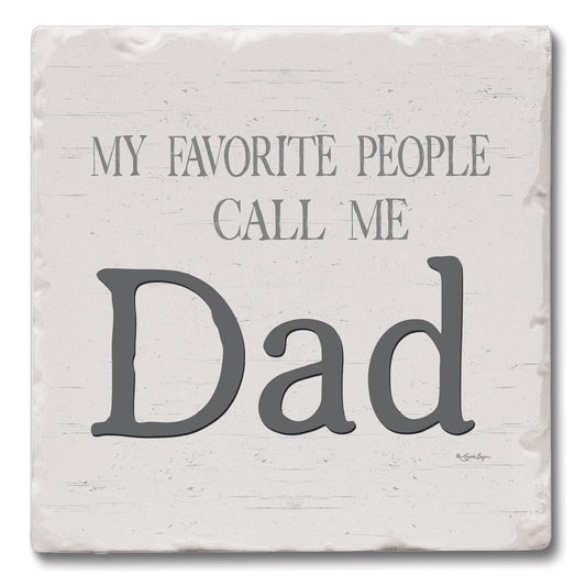 Thirstystone Dad Favorite 4 Pack Tumbled Tile Stone Coasters with Protective Cork Backing 4" Square Manufactured in the USA