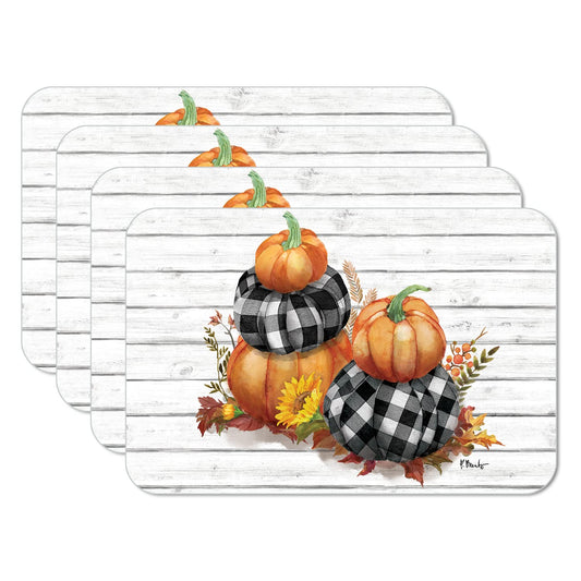 CounterArt Rustic Fall 4 Pack Reversible Easy Care Placemats Made in the USA