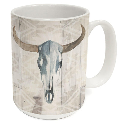 Highland Home Western Skull Large Decorative Ceramic Mug 15 oz. Manufactured in the USA