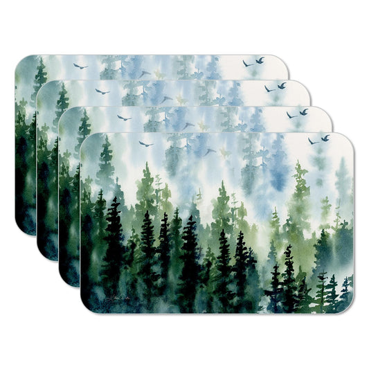 CounterArt Tree Line 4 Pack Reversible Easy Care Flexible Placemats Made in the USA