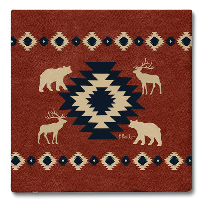 Thirstystone Aztec Lodge IV 4 Pack Tumbled Tile Stone Coasters 4" Square Manufactured in the USA