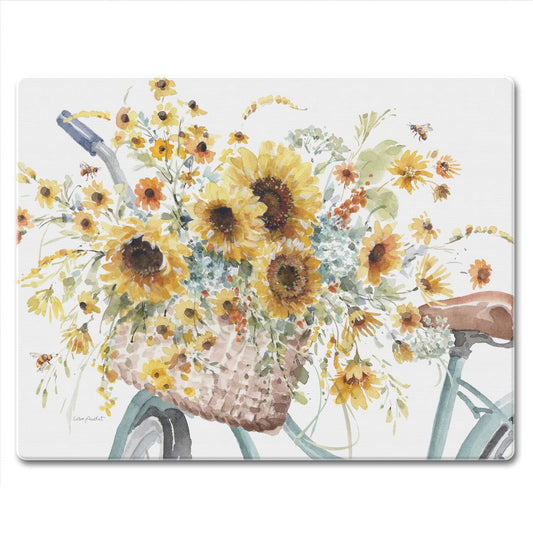 CounterArt Sunflowers Forever 3mm Tempered Glass Cutting Board 10” x 8” Manufactured in the USA