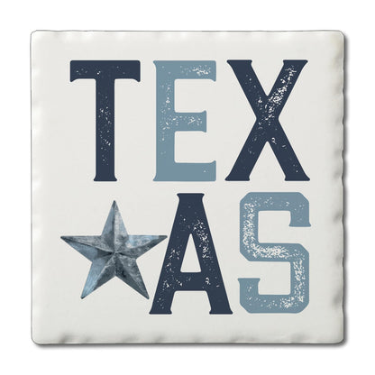 Thirstystone Patriotic Texas 4-Pack Tumbled Tile Stone Coasters 4" Square Manufactured in the USA