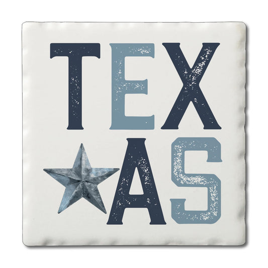 Thirstystone Patriotic Texas 4-Pack Tumbled Tile Stone Coasters 4" Square Manufactured in the USA