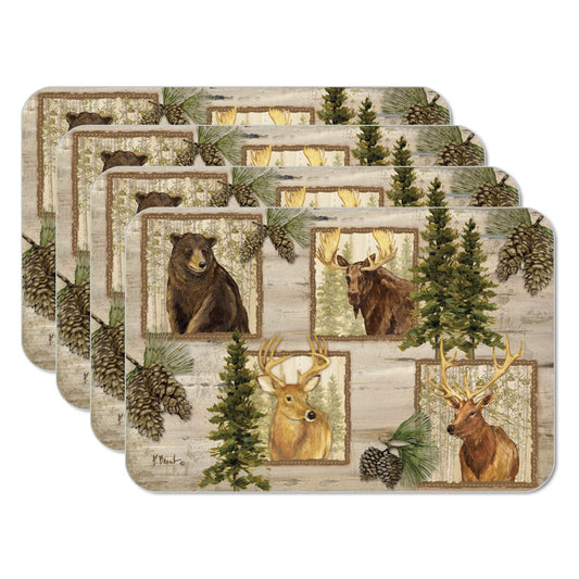 CounterArt Forest Trails 4 Pack Reversible Easy Care Flexible Placemats Made in the USA
