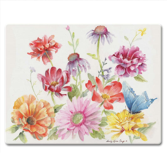 CounterArt Butterfly Meadow 3mm Tempered Glass Cutting Board 10” x 8” Manufactured in the USA