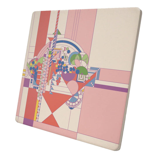 Frank Lloyd Wright May Basket II Design on 8" Square Stone Trivet Manufactured in The USA Heat Tolerant Easily Wipes Clean