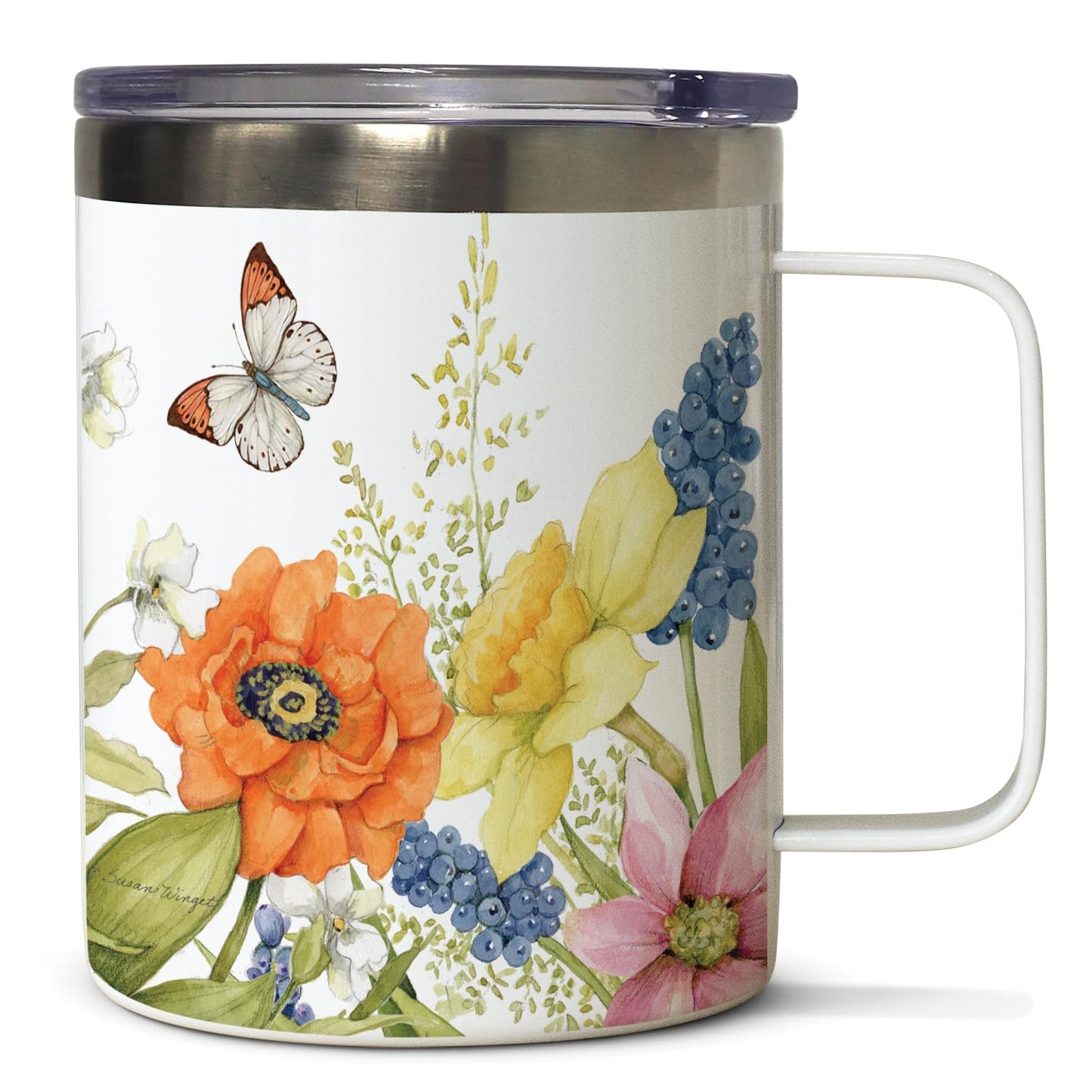 Garden Walk Stainless Steel Travel Mug with Lid 12 oz. Manufactured in the USA