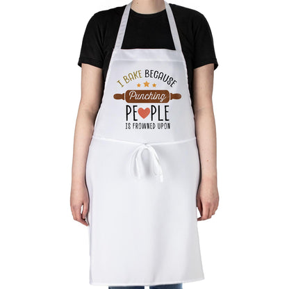 Counterart Punching Is Frowned Upon Chef Apron Great for Baking, Grilling, and Everyday Cooking Printed with Cute Funny Quotes