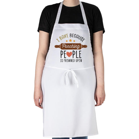 Counterart Punching Is Frowned Upon Chef Apron Great for Baking, Grilling, and Everyday Cooking Printed with Cute Funny Quotes
