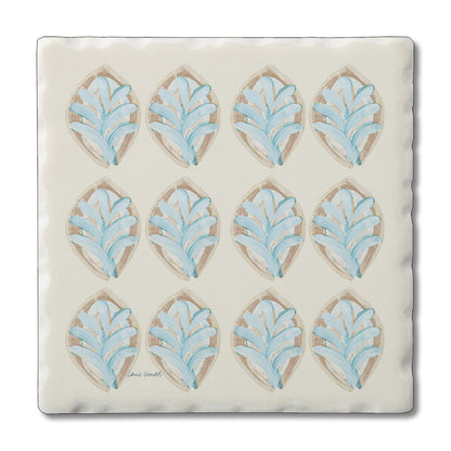 Thirstystone Coastal Pattern Single Tumbled Tile Stone Coaster with Protective Cork Backing Manufactured in The USA 4" Square, Colorful, Artistiic, Easily Wipes Clean
