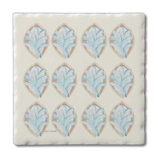 Thirstystone Coastal Pattern Single Tumbled Tile Stone Coaster with Protective Cork Backing Manufactured in The USA 4" Square, Colorful, Artistiic, Easily Wipes Clean
