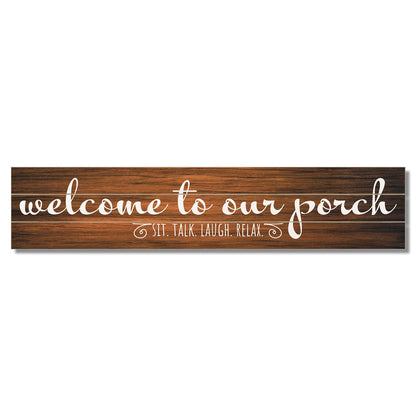 CounterArt "Porch Welcome" Vertical Decorative Indoor/Outdoor Pallet Wood Sign 36" by 7.5" Made in the USA