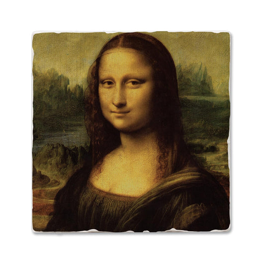 Thirstystone Mona Lisa 4 Pack Tumbled Tile Stone Coasters 4" Square Manufactured in the USA
