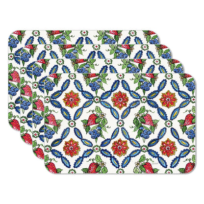 CounterArt Strawberry Garden 4 Pack Reversible Easy Care Flexible Placemats Made in the USA
