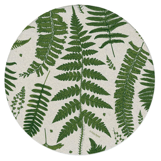 Thirstystone Ferns 4 Pack Round Natural Sandstone Coasters with Protective Cork Backing Manufactured in The USA